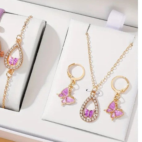 Luxury Women Butterfly Necklace Bracelet Earrings