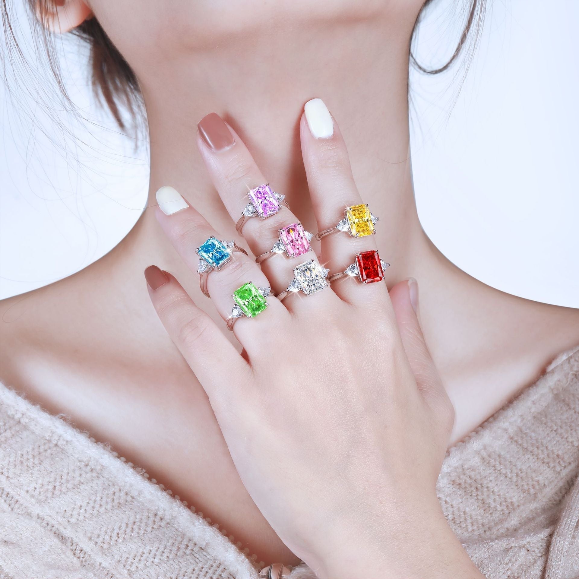 Colorful Rectangular Rhinestone Ring