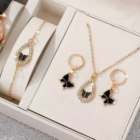 Luxury Women Butterfly Necklace Bracelet Earrings